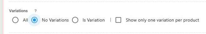 image of variation filter with no variations selected