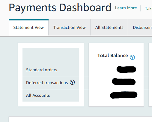 Deferred Transactions tab in Amazon Seller Central payments