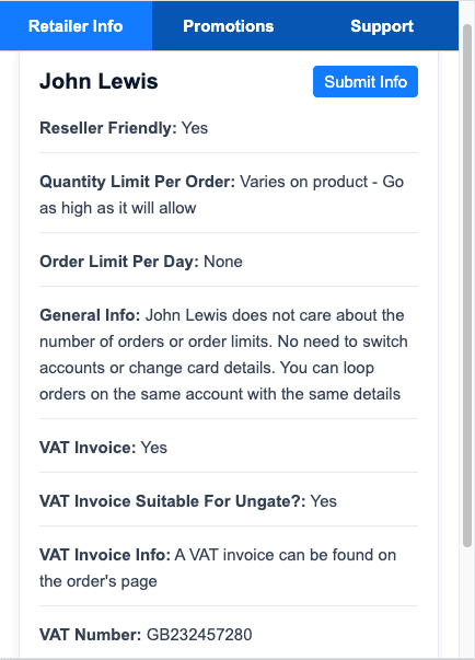 OA Hero ungating database showing which websites provide invoices for Amazon ungating