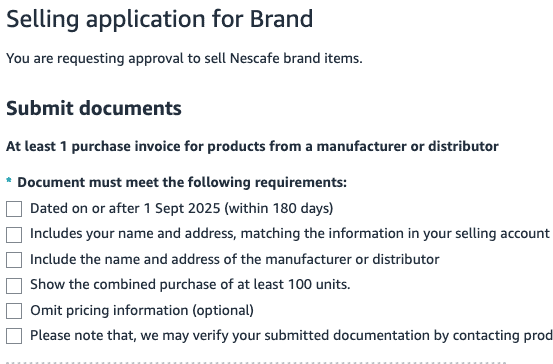 Amazon 100 unit ungating requirement for premium brands