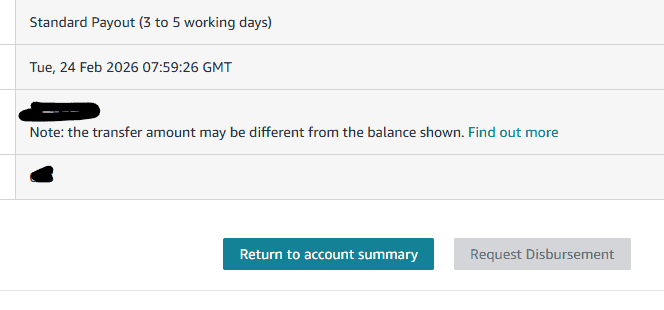 Disbursement button shown green when funds are available to withdraw