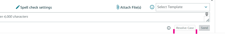 Resolve Case option at the bottom of an Amazon buyer message thread