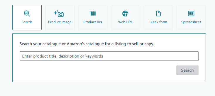 Entering an ASIN to add a product in Seller Central