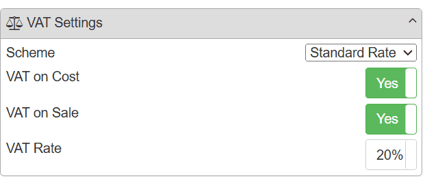 SellerAmp Standard VAT setting for VAT registered Amazon sellers