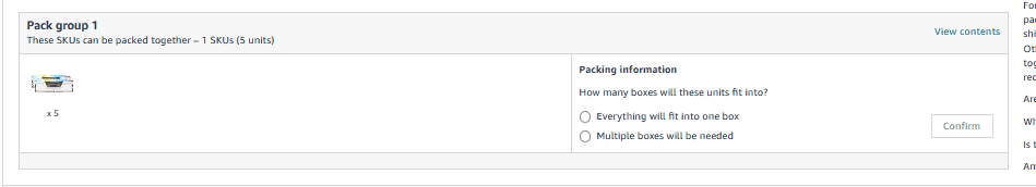 Pack groups and packing information options