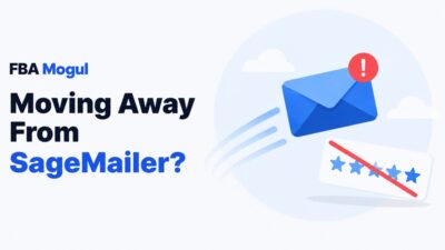 Moving Away From SageMailer?: illustration of an email with a red warning badge and a five-star rating card crossed out
